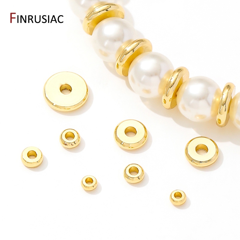 Jewelry Making Items - Cuentas espaciadoras planas de latón chapado